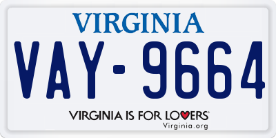 VA license plate VAY9664