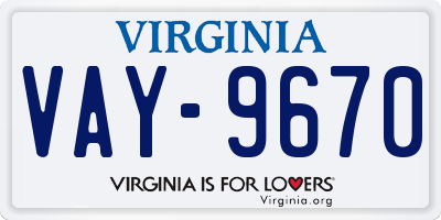 VA license plate VAY9670