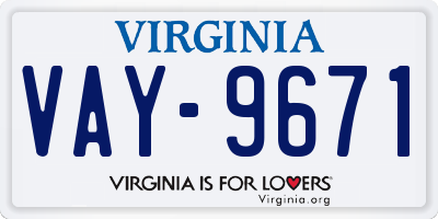 VA license plate VAY9671