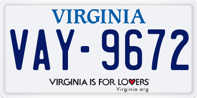VA license plate VAY9672