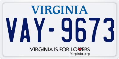 VA license plate VAY9673