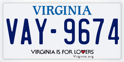 VA license plate VAY9674
