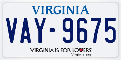 VA license plate VAY9675