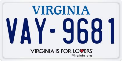 VA license plate VAY9681