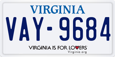 VA license plate VAY9684