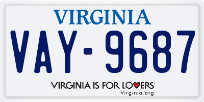 VA license plate VAY9687