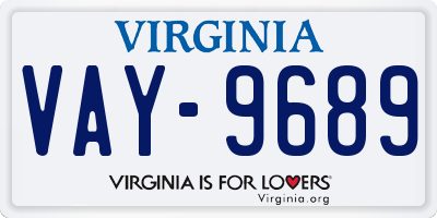 VA license plate VAY9689