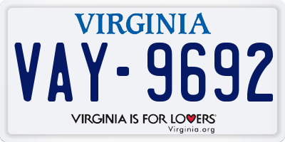 VA license plate VAY9692