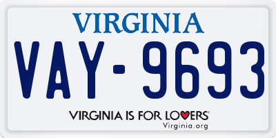 VA license plate VAY9693