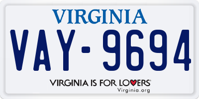 VA license plate VAY9694