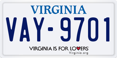 VA license plate VAY9701