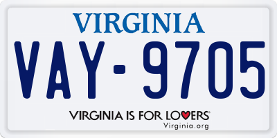 VA license plate VAY9705