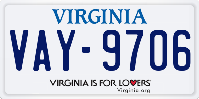 VA license plate VAY9706