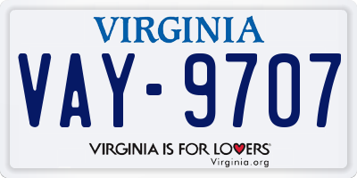 VA license plate VAY9707