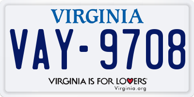 VA license plate VAY9708