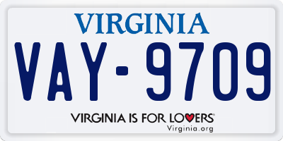 VA license plate VAY9709