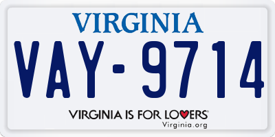 VA license plate VAY9714