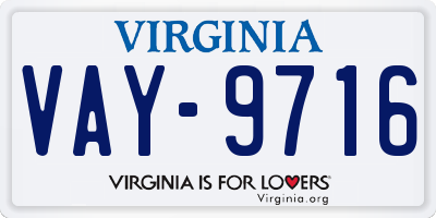 VA license plate VAY9716