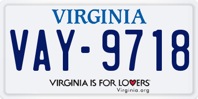 VA license plate VAY9718