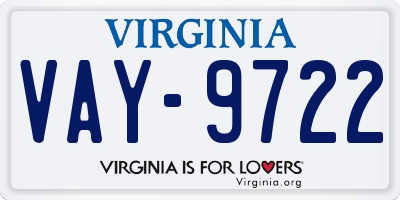 VA license plate VAY9722