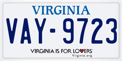 VA license plate VAY9723