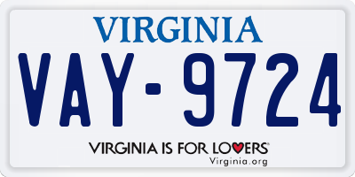 VA license plate VAY9724