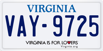 VA license plate VAY9725
