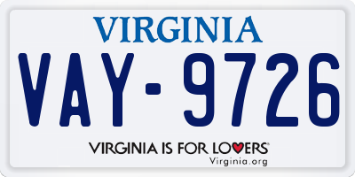 VA license plate VAY9726