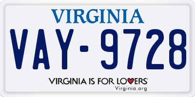 VA license plate VAY9728