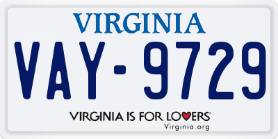 VA license plate VAY9729