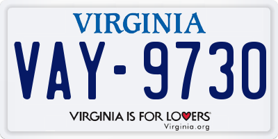 VA license plate VAY9730
