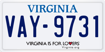 VA license plate VAY9731