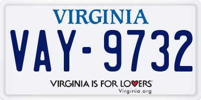 VA license plate VAY9732