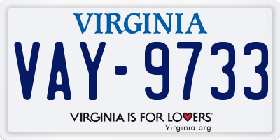VA license plate VAY9733