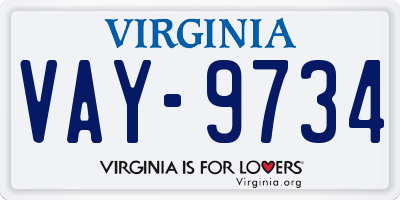 VA license plate VAY9734