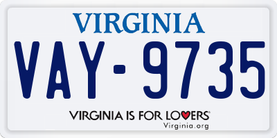 VA license plate VAY9735