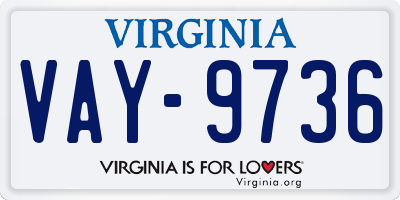 VA license plate VAY9736