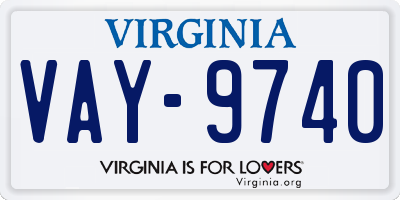 VA license plate VAY9740