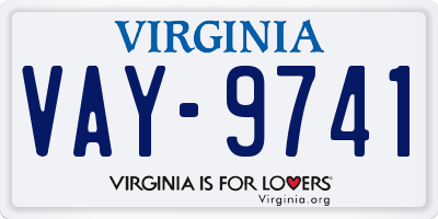 VA license plate VAY9741