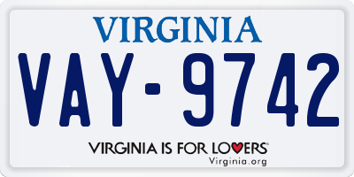VA license plate VAY9742