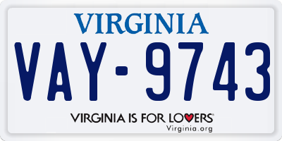 VA license plate VAY9743