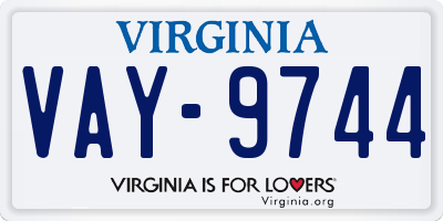 VA license plate VAY9744