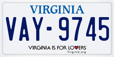 VA license plate VAY9745
