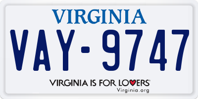 VA license plate VAY9747