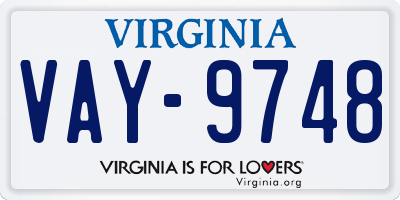 VA license plate VAY9748