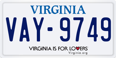 VA license plate VAY9749