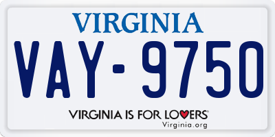 VA license plate VAY9750