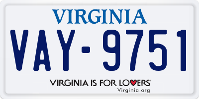 VA license plate VAY9751