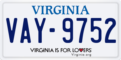 VA license plate VAY9752