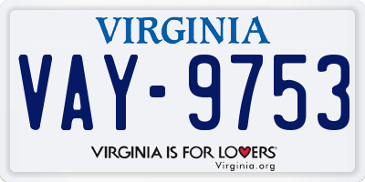 VA license plate VAY9753
